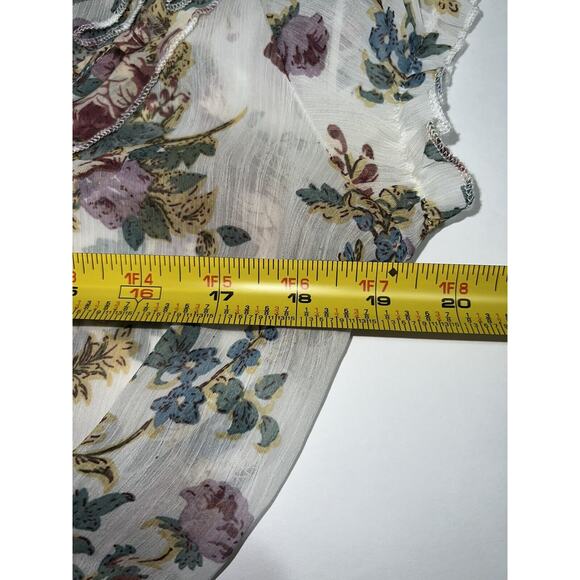 POETRY Floral Blouse Womens Size XL Multicolored Layered Ruffle Smocked Shirt. - Picture 12 of 16